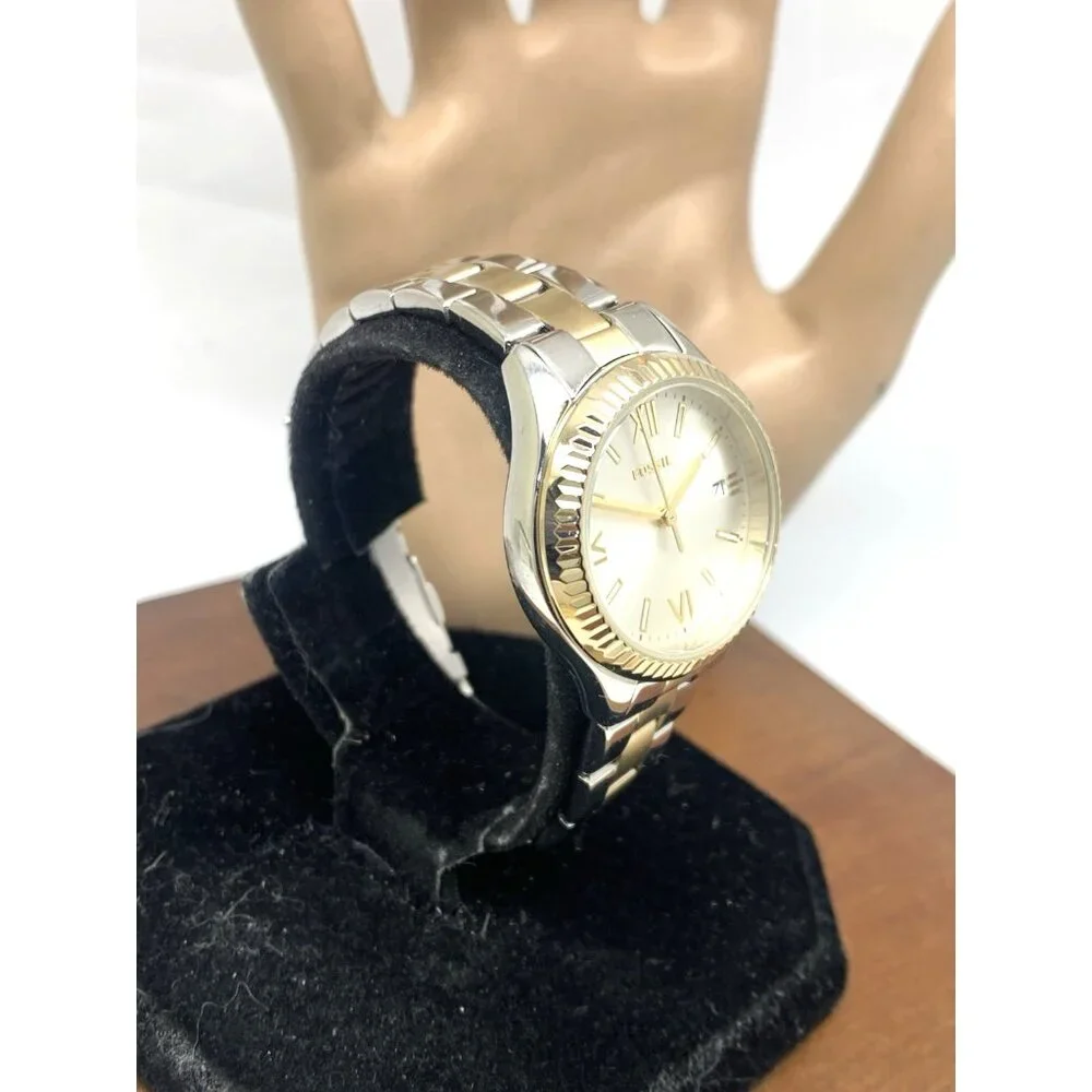 Fossil Women's Watch BQ3927 Quartz Silver Dial Two Tone Stainless Steel 30mm